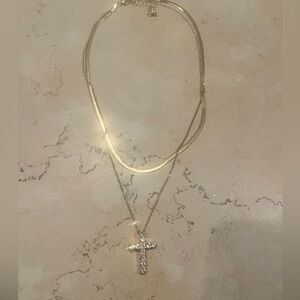 Elegant Gold and Silver Cross Necklace